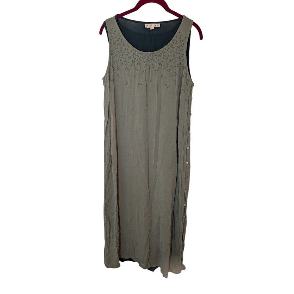 Vintage‎ David Dart Collection Women's Green Floral Sleeveless Long Dress Size L